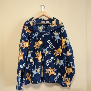 Bluey Fleece Pullover Hoodie Navy Cartoon Print L
